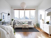 小巧清新現(xiàn)代簡約風(fēng)格60平米一居室客廳飄窗裝修效果圖